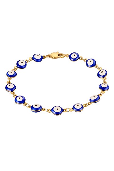 True Rebels Edelstahlarmband Armband Edelstahl gelbgold Emaille blau