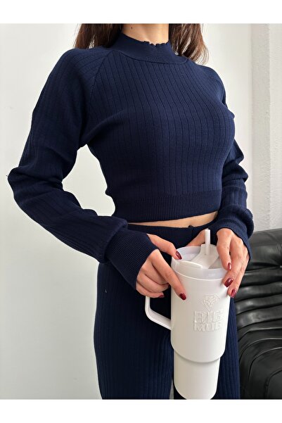 ikomteks Women's Knitwear Crop Pants Set