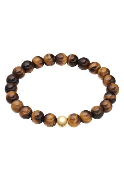 True Rebels Edelstahlarmband Armband Edelstahl gelbgold Tigerauge braun