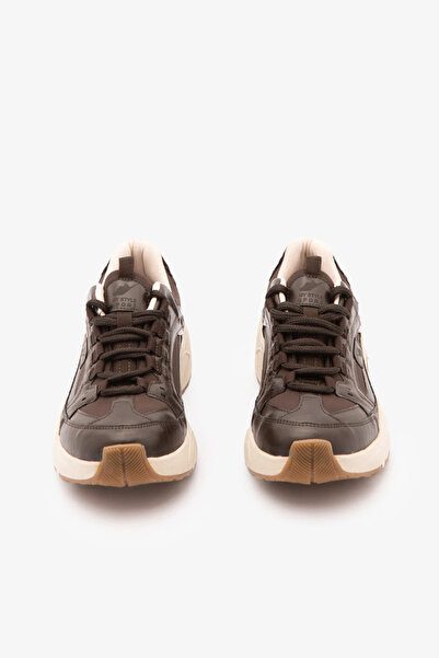 SAYL Kahve Bağcıklı Hafif Kalın Taban Kadın Sneaker Spor Ayakkabı