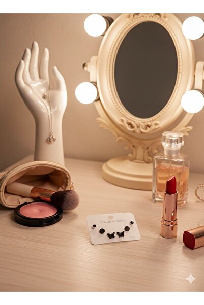 YURISH UNISEX STEİNLESS STEEL SİYAH RENK ÇELİK KÜPE SETİ