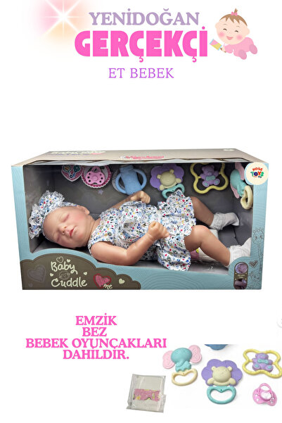 kosetoys Kız Bebek oyuncağı Gerçekci hareketli silikon bebek(Elbiseli) 43 cm Aksesuarlar Dahildir