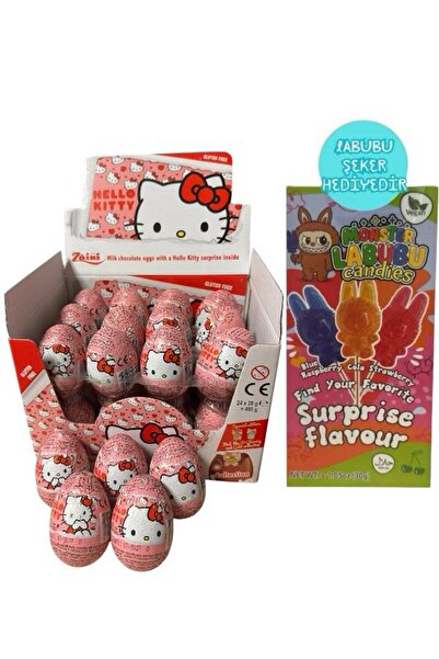 Pofika ZAİNİ Hello Kitty Glutensiz Çikolatalı Sürpriz Yumurta 20 Gr (24 Adet) Labubu Figür Şeker