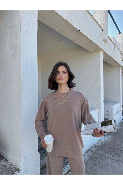 MİA NOURA Women's Suit with Striped Tirl Tiril Fabric