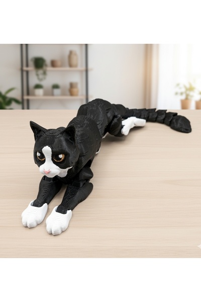 hivhestın Hareketli ve Esnek! Pisi Bük | 20cm 3D Baskı Kedi Heykeli | Biyoboz...