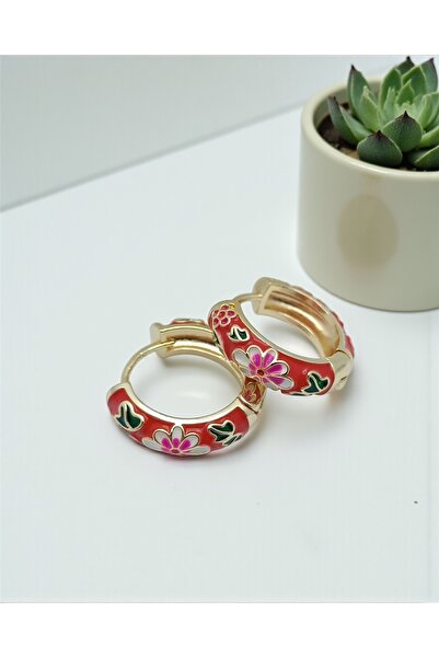 Bo Takı ve Aksesuar Enamel Flower Hoop Earrings