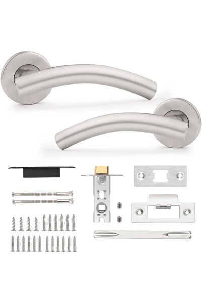 Probrico Set 5 Manere de Usa – Design Modern, Finisaj Nichel Satinat, Inchidere Tubulara 77 mm