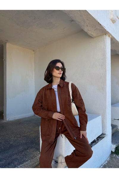 MİA NOURA Women's Front and Sleeves Embroidered with Beads Suitable for Suitablefor Suit