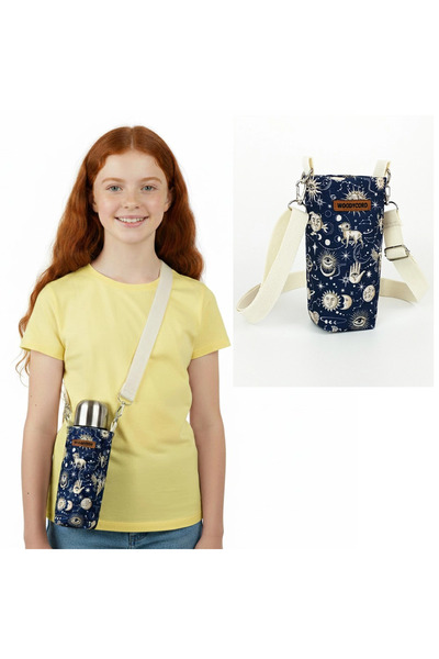 woodycord 0,5 Litrelik Matara Kılıfı Su Şişesi Taşıma Çantası Astroloji Temalı