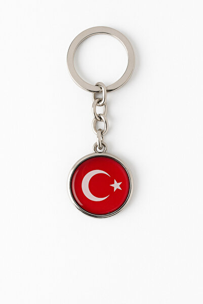 Herşey Nota Red Turkish Flag Themed Metal Round Keychain |   Unisex, Stylish and Durable Model