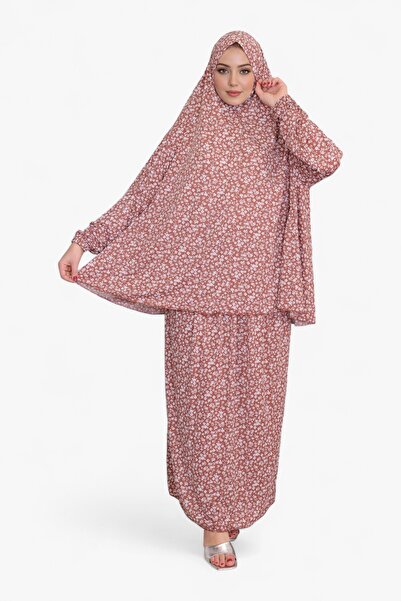 DAKKA KADİMA Namaz Elbisesi Jarse Desanli Two Piece Orange