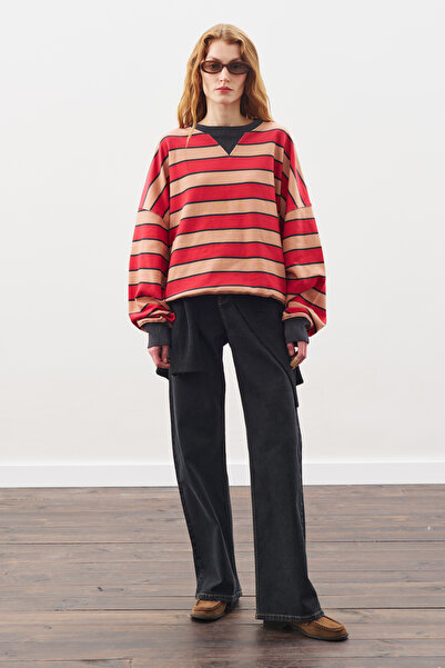 Manuka supradimensionat SWEATSH cu dungi tricou RMIZI