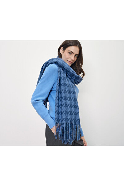 Tchibo Women's Woven Scarf, Tassels, Houndstooth