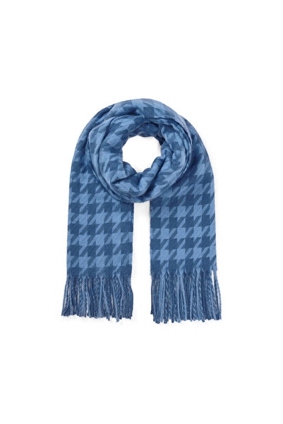 Tchibo Women's Woven Scarf, Tassels, Houndstooth