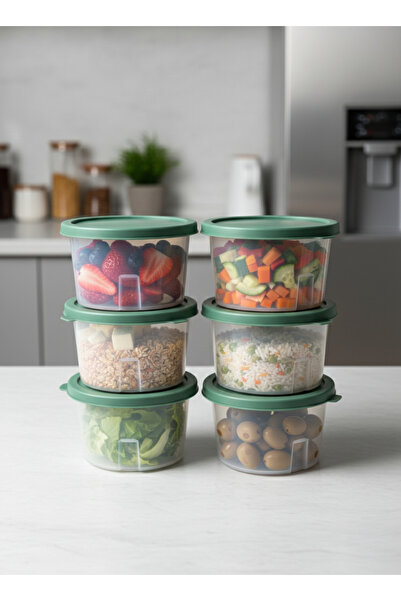 Vienev 6 Pieces 650 ml Round Multi-Purpose Storage Container Set Green