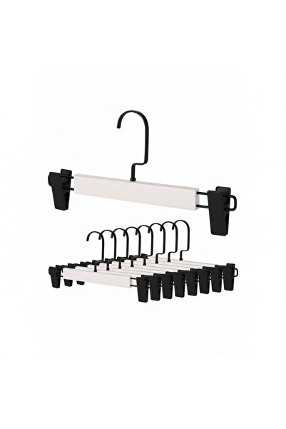 Faravis Atelier Beyaz Ahşap Pantolon Ve Etek Askısı Amerikan Kancalı 10 Adet Özel Seri