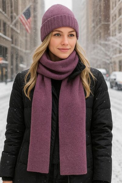 BALIENTE Tricotaj violet eșarfă pentru femei Set 2 piese 160x20 cm