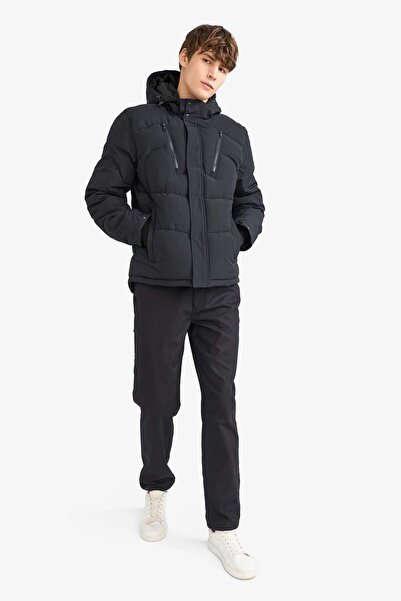 DeFacto Αδιάβροχο S εφαρμοστό Slim Fit K με κουκούλα Μπουφάν με φλις εσωτερικά και φερμουάρ F1147AX25WN