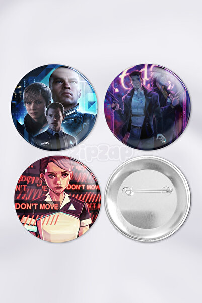 ZipZap مجموعة شارات زينة لحقيبة ألعاب الفيديو 'ديترويت: بيم هوم' مع دبابيس (3...