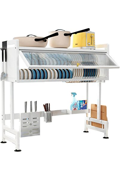 Twinkle Mart Over-The-Sink 3-Tier Dish Drying Rack with Dust-Proof Cabinet (W...