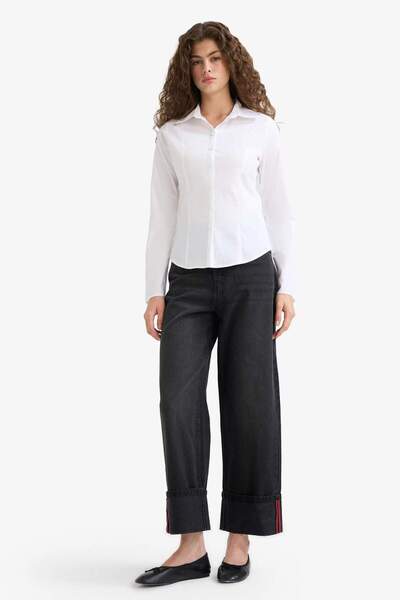 DeFacto Relax Fit High Waist Straight Leg Long Jean Pants F2030Ax25Wn