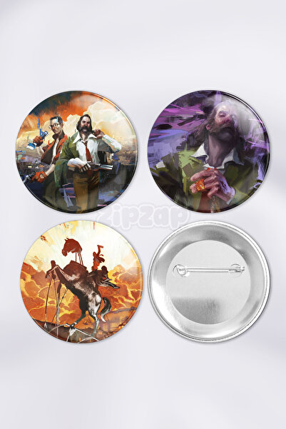 ZipZap مجموعة شارات زينة للعبة فيديو ديسكو إليزيوم مع دبابيس (3 قطع)