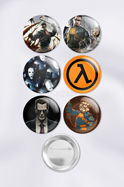 ZipZap Σετ σήματα με κουμπιά με καρφίτσες για βιντεοπαιχνίδια Half Life (6 ΤΕΜ.)