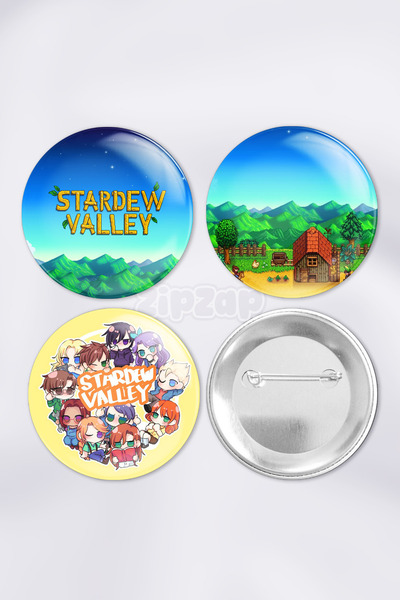 ZipZap Set de insignă cu buton cu ace pentru jocul video Stardew Valley (3 bu...