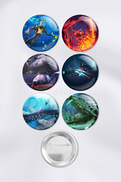 ZipZap مجموعة شارات زينة للعبة الفيديو سوبناوتيكا مع دبابيس (6 قطع)