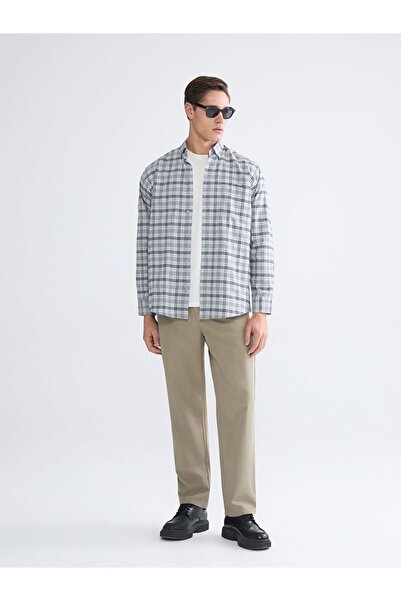 LC Waikiki Чоловіча сорочка LCWAIKIKI Classic Regular Fit з довгим рукавом у клітинку з габардину