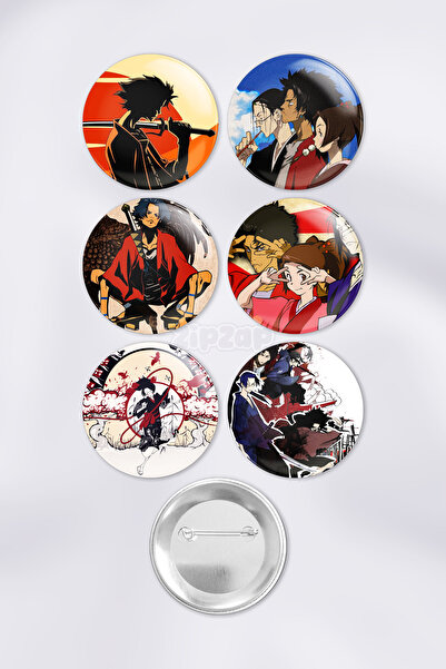 ZipZap مجموعة شارات زينة حقيبة أنيمي ساموراي تشامبلو (6 قطع)