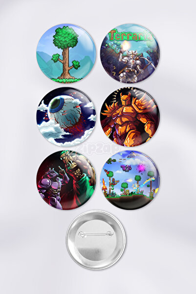 ZipZap مجموعة شارات زينة لحقيبة ألعاب الفيديو تيراريا (6 قطع)