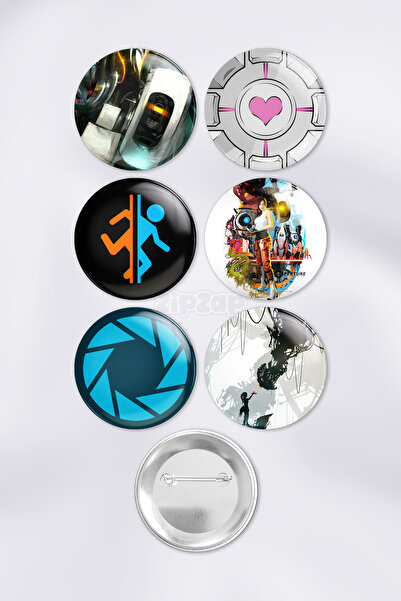 ZipZap مجموعة شارات زينة لألعاب الفيديو من بورتال 2 جلادوس (6 قطع)