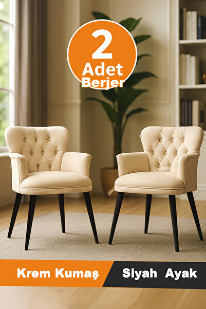 LOVİSSE HOME 2 adet Diva Berjer Tekli Koltuk – Ofis / Salon / Balkon – Bekleme koltuğu, Cafe , Çay seti