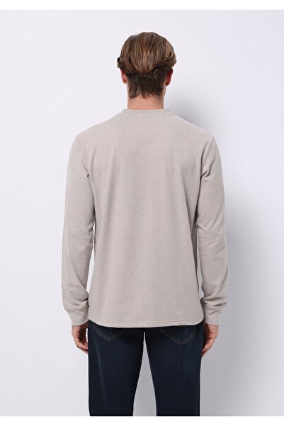 Colin's Slim Fit Button Collar Plain Men's Beige Long Sleeve T-Shirt