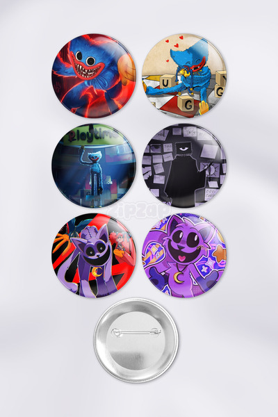 ZipZap مجموعة شارات زينة للحقائب من لعبة Poppy Playtime (6 قطع)