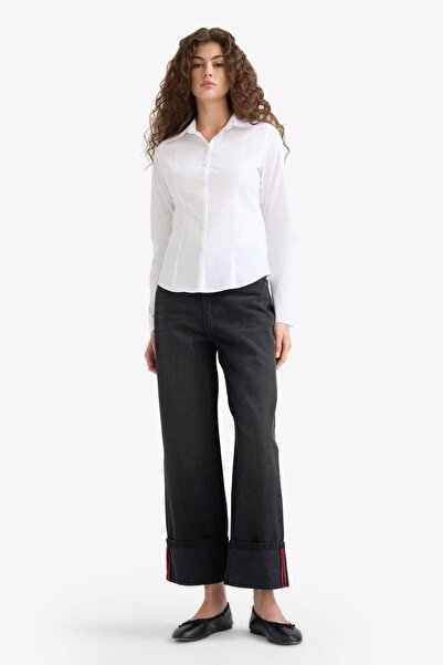 DeFacto Relax Fit High Waist Straight Leg Long Jean Pants F2030Ax25Wn