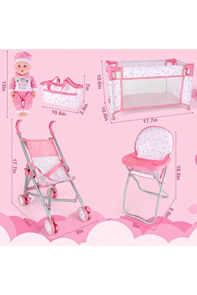 Toybox Toy Baby Doll With Stroller and a Set of Accessories For Children Over 3 years Old