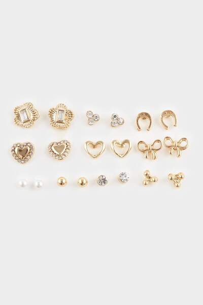 DeFacto Kadın 10lu Gold Küpe F7667AXNS