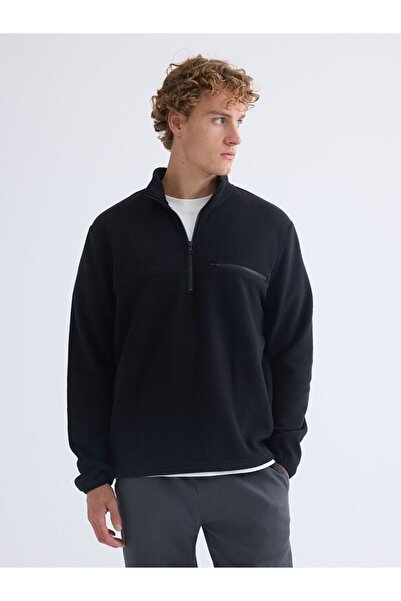 LC Waikiki Xside Active Black High Collar Fleece Men's Sweatshirt
