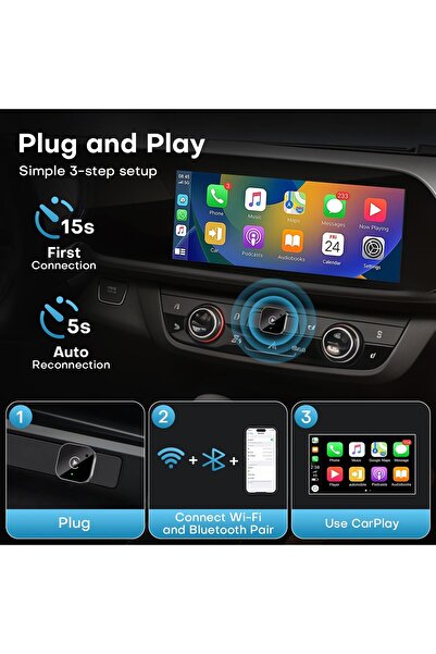 MUMO 2-in-1 Wireless CarPlay & Android Auto Adapter (USB/USB-C, Black)