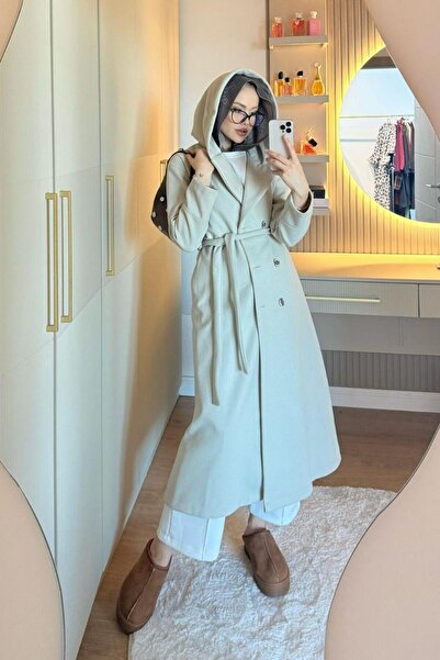 Şulemoda Giyim Mizgin Hooded Coat Ecru