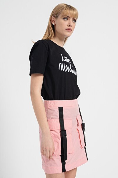 Love Moschino cotton Black T-Shirt with white logo