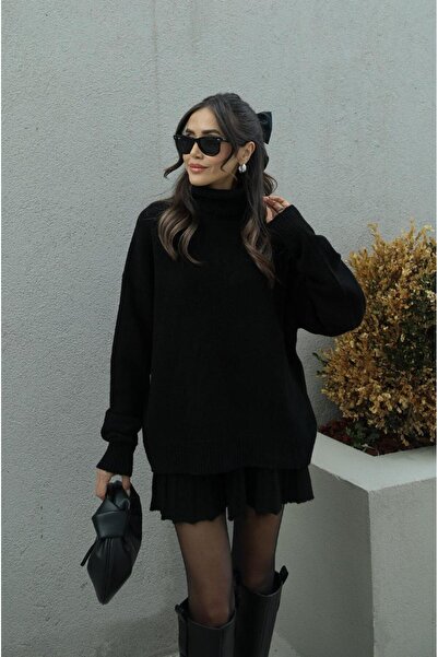 POİNE Women's Turtleneck Skirted Knitwear Set