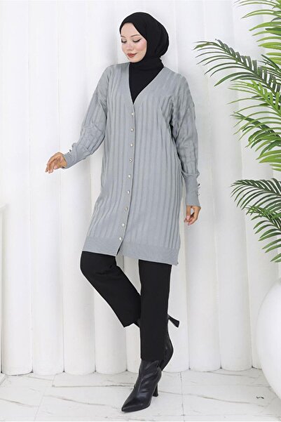 TRENDTESETTÜR ΓΥΝΑΙΚΕΙΑ ΓΚΡΙ ΠΛΕΚΤΗ ΖΑΚΕΤΑ T 9713