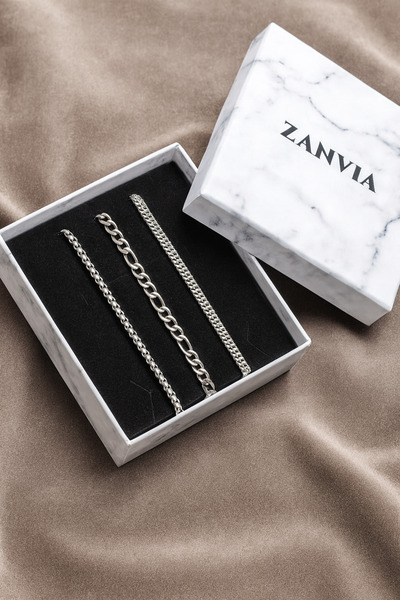 ZANVİA Yılbaşı Hediyesi Paslanmaz Çelik 3’lü Bileklik Seti – Unisex, Her Bile...