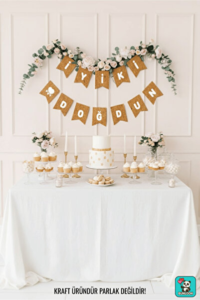 Bunloon Kraft White Happy Birthday Banner - Birthday Party Lettering