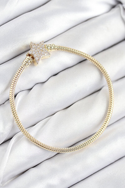Skygo Brass Charm Zircon Stone Star Model Gold Color Women's Bracelet - Tj-Bb...