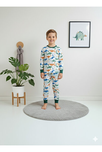 ROSAMİNA Set de pijamale Blue Dinosaur bumbac 100%