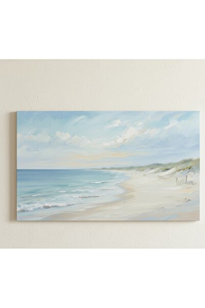 hollywest Yatak Odası ve Salon İçin Huzur Veren Sahil Manzaralı Yağlı Boya Efektli Kanvas Tablo